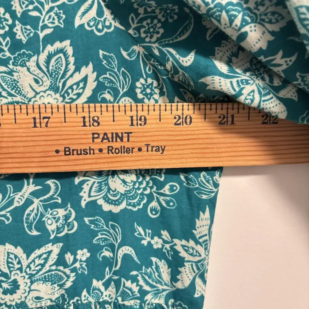 Tuckernuck Teal Floral Tiered Mini Dress with White and Yellow Accents - Picture 10 of 10
